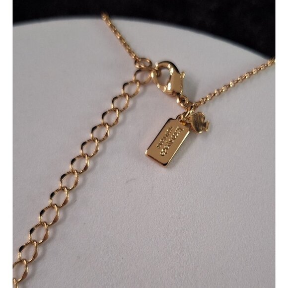 EUC Kate Spade Gold-Plated Faux Turquoise Bar Pendant Necklace - Picture 2 of 3